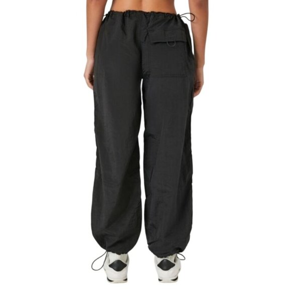 NEW Almost Famous Black Nylon Parachute Pants Toggle Joggers, Size L - Picture 3 of 16